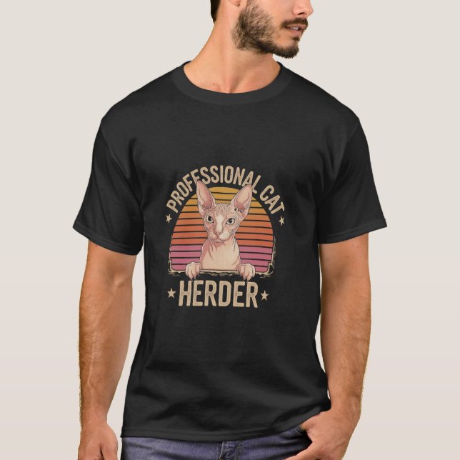 T-shirt Herder de chat professionnel Funny Sphynx Amoureux (Devant)