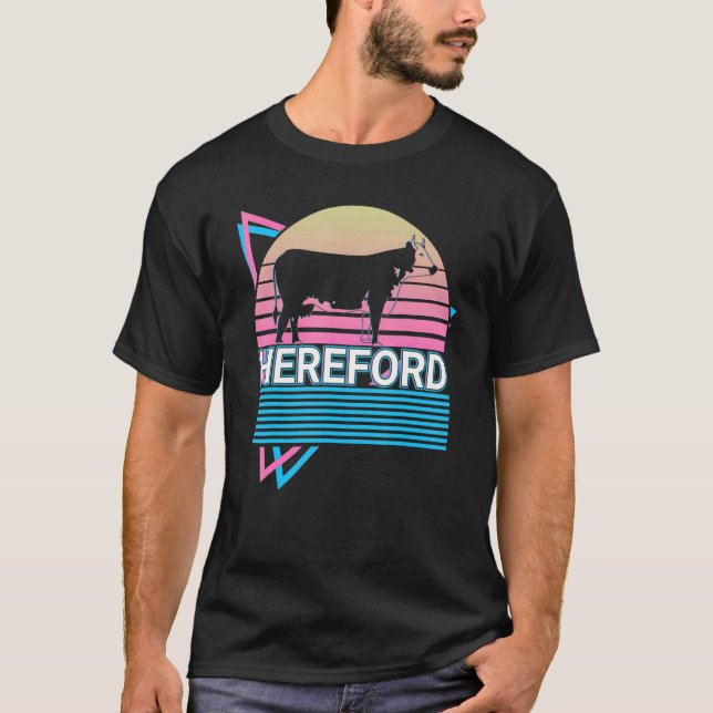 T-shirt Hereford Cattle Hereford Cow Farmer Retro (Devant)