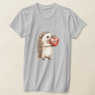T-shirt Hérisson Adorable avec Amour de Cœur Rouge