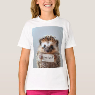 T-shirt Hérisson adorable tenant un panneau "Bonjour !"