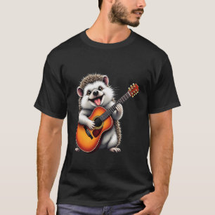 T-shirt Hérisson Drôle Jouant de la Guitare Conception pou