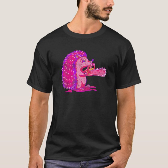 T-shirt Hérisson éffrayant Vaporwave Animal Déplaisant Cha (Devant)