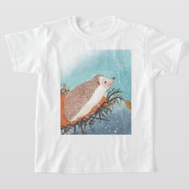 T-shirt Hérisson et premiers flocons de neige (Poser)