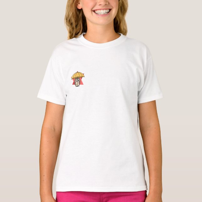 T-shirt Hérisson Mignon Parapluie Jaune Enfants (Devant)