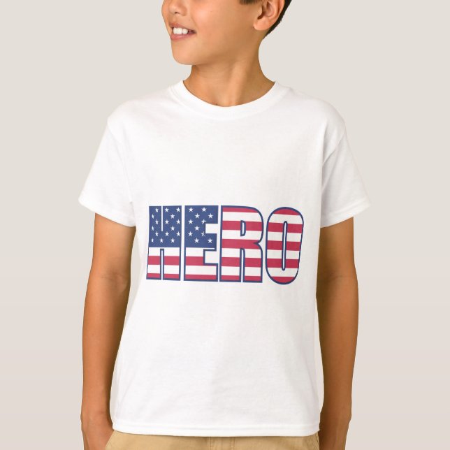 T-shirt Hero américain Drapeau Étoiles rayures rouge blanc (Devant)