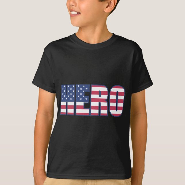 T-shirt Hero américain Drapeau Étoiles rayures rouge blanc (Devant)