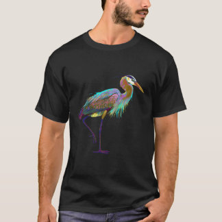 T-shirt Héron Bleu d'Oiseau Coloré