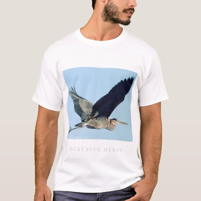 T-shirt Héron de grand bleu en vol (Devant)