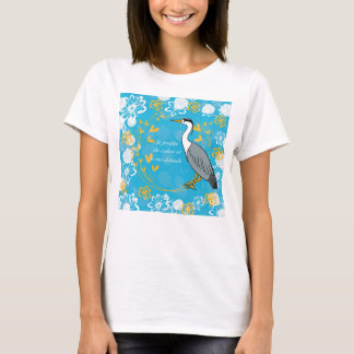 T-shirt héron, fleur de vie, bleu, mandala,zen,chakra