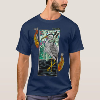 T-shirt Heron gris japonais Aosagi Nishikigoi Koi p Poisso