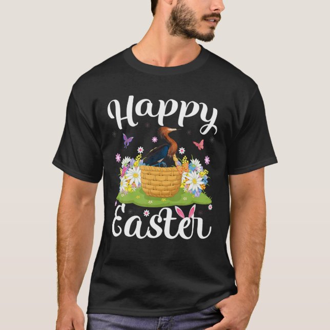 T-shirt Heron Oiseau de Pâques Chasse aux oeufs de Pâques  (Devant)