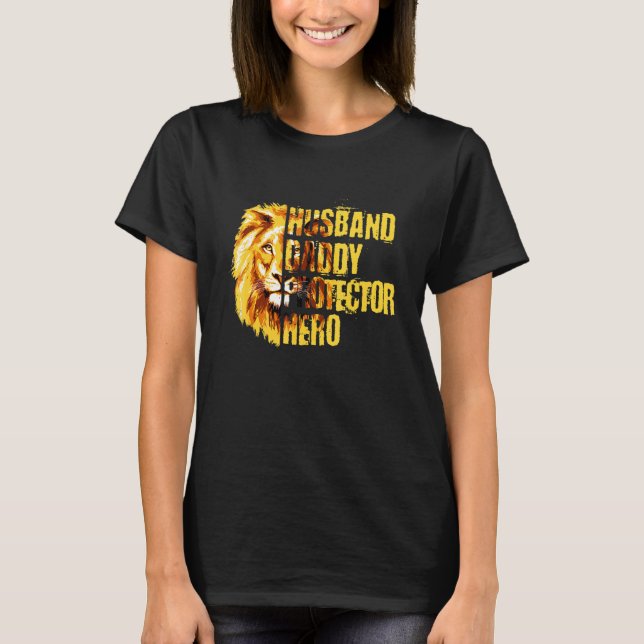T-shirt Héros de protecteur papa mari Lion (Devant)