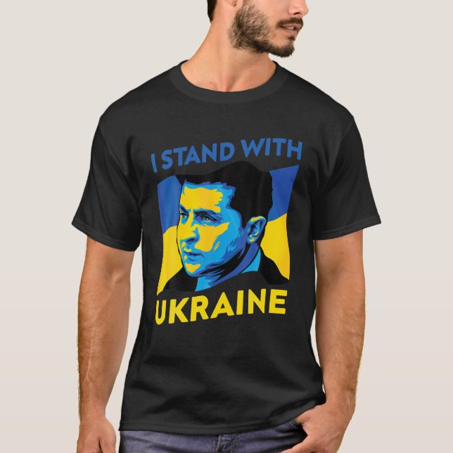 T-shirt Héros Volodymyr Zelensky Je Me Trouve Avec L'Ukrai (Devant)
