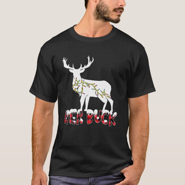 T-shirt Heu Buck His Doe Reindeer Xmas Pajamas Matching Co (Devant)