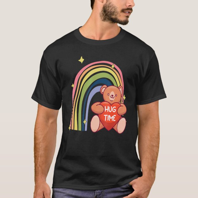 T-shirt Heure de câlin Teddy Rainbow Cute Teddy Bear (Devant)