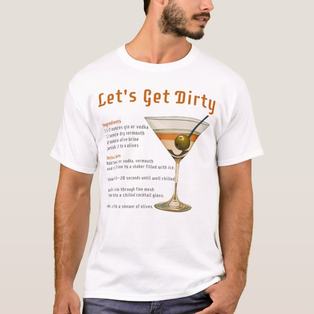 T-shirt Heure de cocktail Obtenons une recette de martini  (Devant)