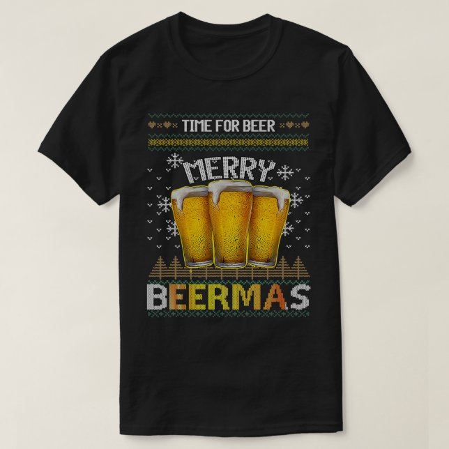 T-shirt Heure De La Bière Merry Beermas Funny Christmas Bi (Design devant)