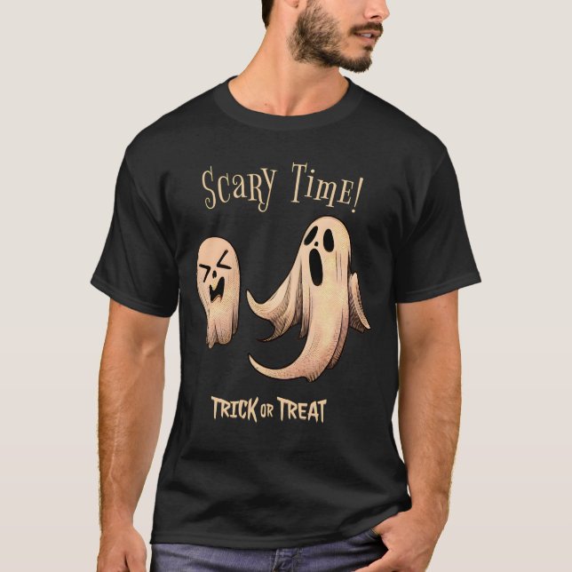 T-shirt Heure de peur ! - Trick ou traitement - Happy hall (Devant)