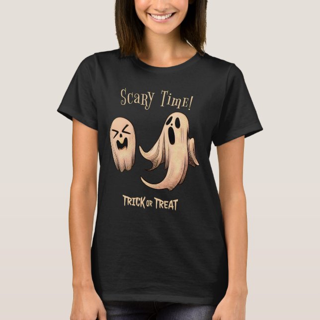 T-shirt Heure de peur ! - Trick ou traitement - Happy hall (Devant)