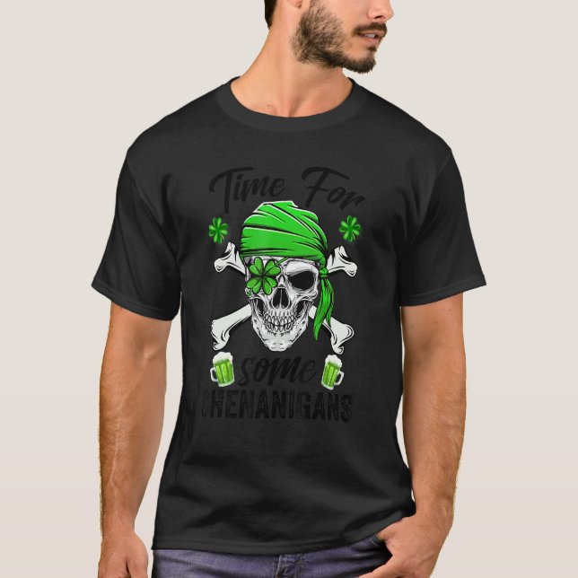 T-shirt Heure Pour Certains Shenanigans Pirate Skull Shamr (Devant)