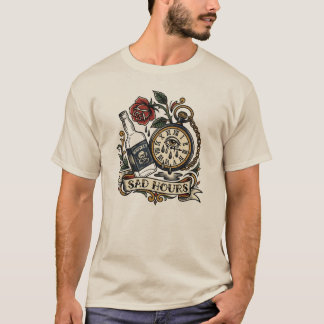 T-shirt Heures tristes Tatouage Flash Horloge 3h du matin