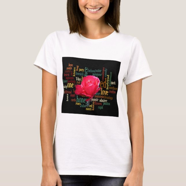 T-shirt Heureuse Sainte-Valentin Aux Roses Rouges Élégante (Devant)