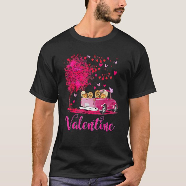 T-shirt Heureuse Sainte-Valentin Camion Pomeranian Couple (Devant)
