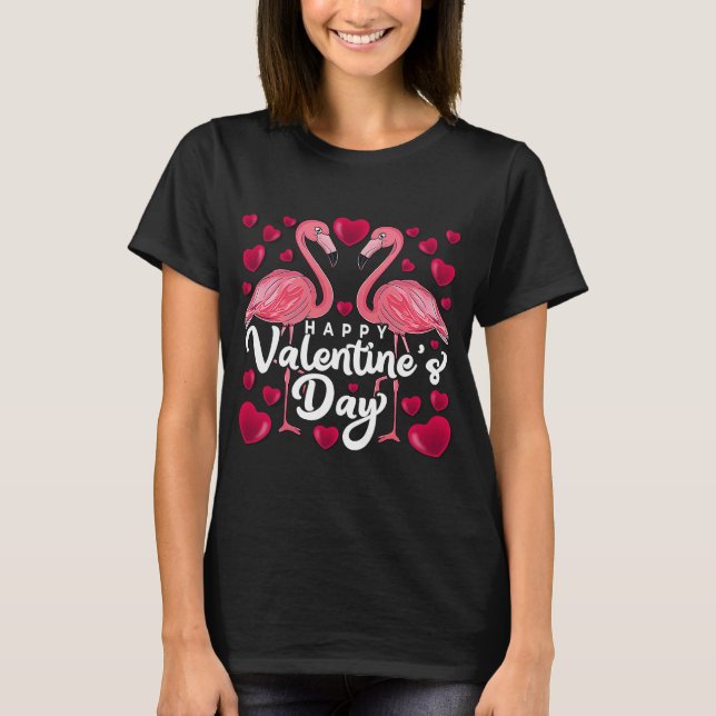 T-shirt Heureuse Sainte-Valentin Flamant rose Valentine's  (Devant)