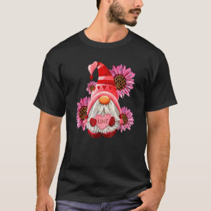 T-shirt Heureuse Sainte-Valentin Gnome avec tournesol léop