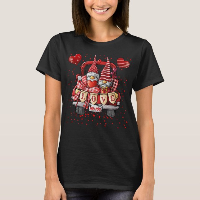 T-shirt Heureuse Sainte-Valentin Gnome Coeurs Camion Vous  (Devant)