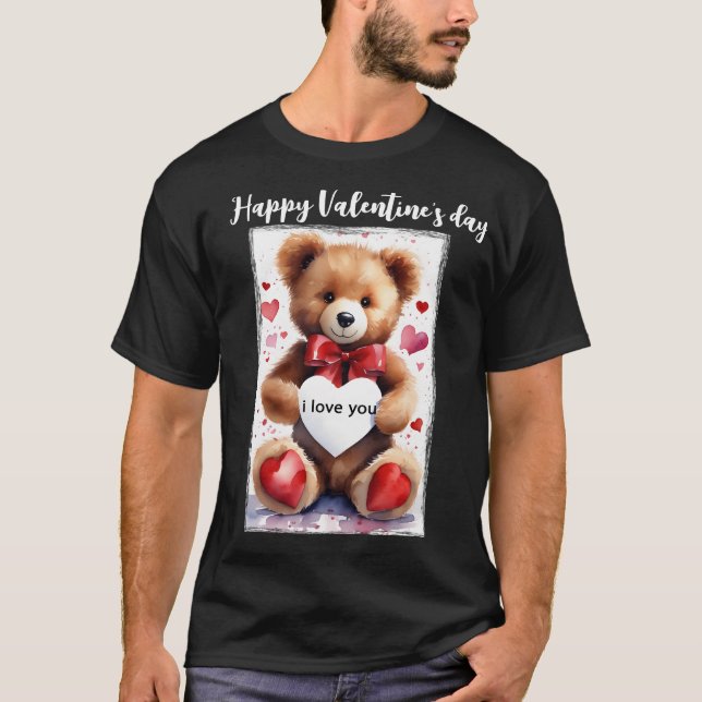 T-shirt Heureuse Sainte-Valentin personnalisé Teddy Bear (Devant)