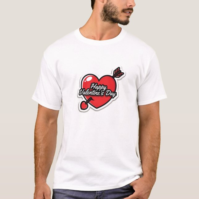 T-shirt Heureuse Sainte-Valentin - Portez votre amour avec (Devant)