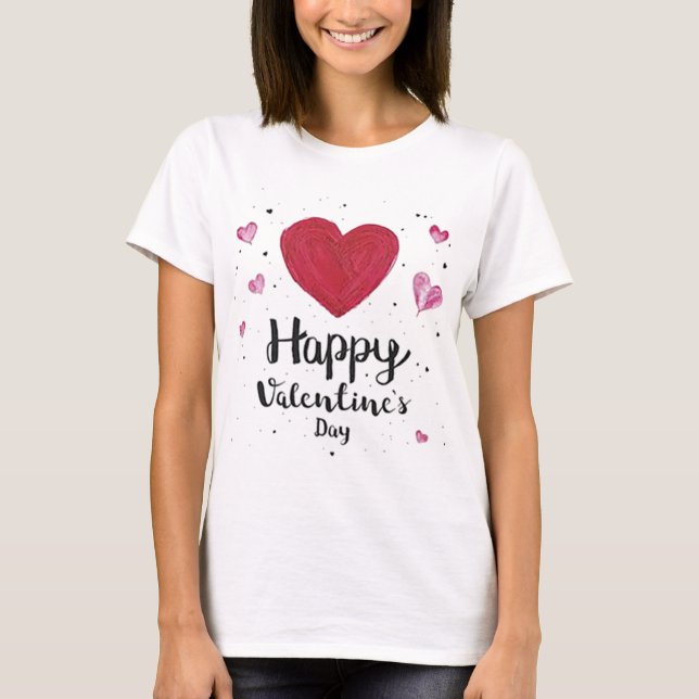 T-shirt Heureuse Sainte-Valentin Red Hearts Amour Adorable (Devant)