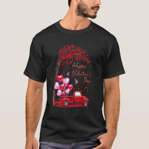 T-shirt Heureuse Sainte-Valentin Red Truck Hearts Hommes F