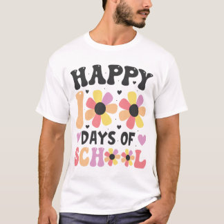 T-shirt heureux 100 jours de fleurs scolaires