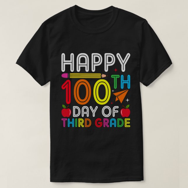 T-shirt heureux 100 jours de troisième année (Design devant)