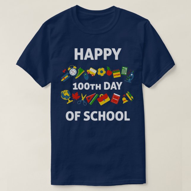 T-SHIRT HEUREUX 100E JOUR DE L'ÉCOLE 11 (Design devant)
