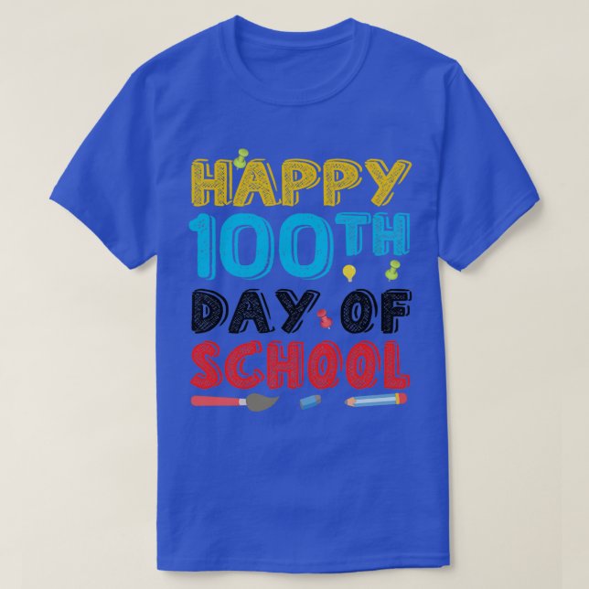 T-SHIRT HEUREUX 100E JOUR DE L'ÉCOLE 15 (Design devant)