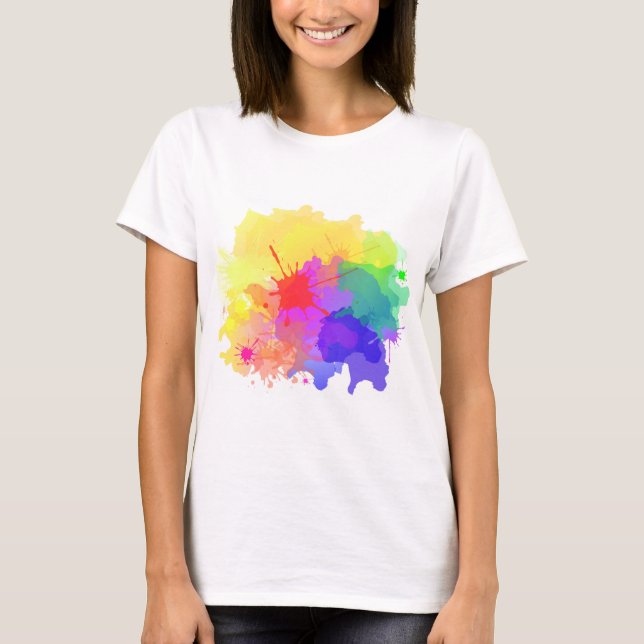 T-shirt Heureux arrière - plan Holi. Hindouisme, peinture. (Devant)