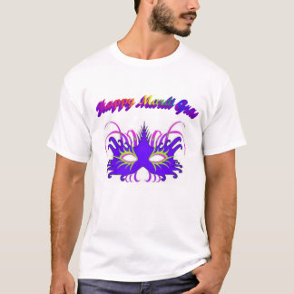 T-shirt heureux de masque de mardi gras