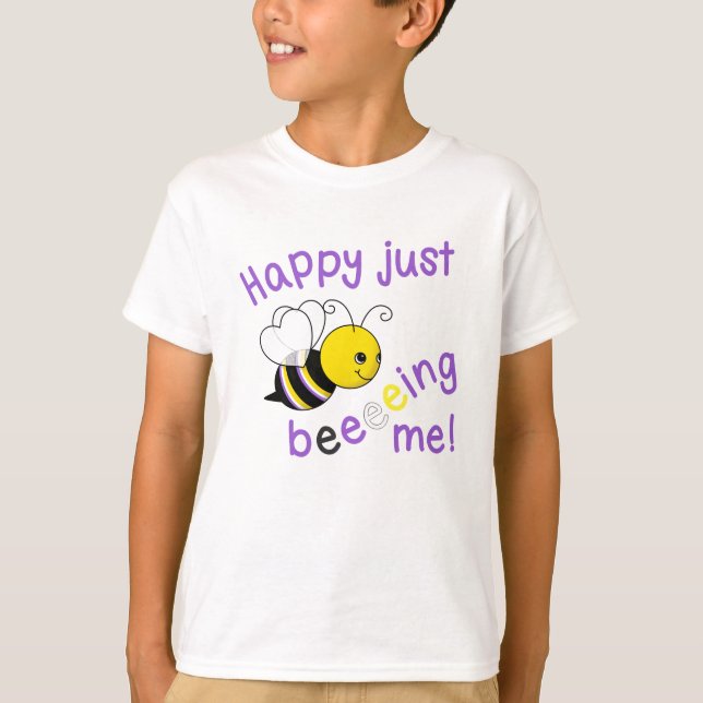T-shirt Heureux De Me Voir NB Non binaire Bee (Devant)
