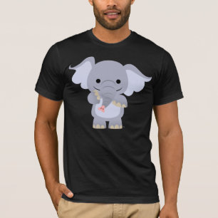 T-shirt heureux d'éléphant de bande dessinée