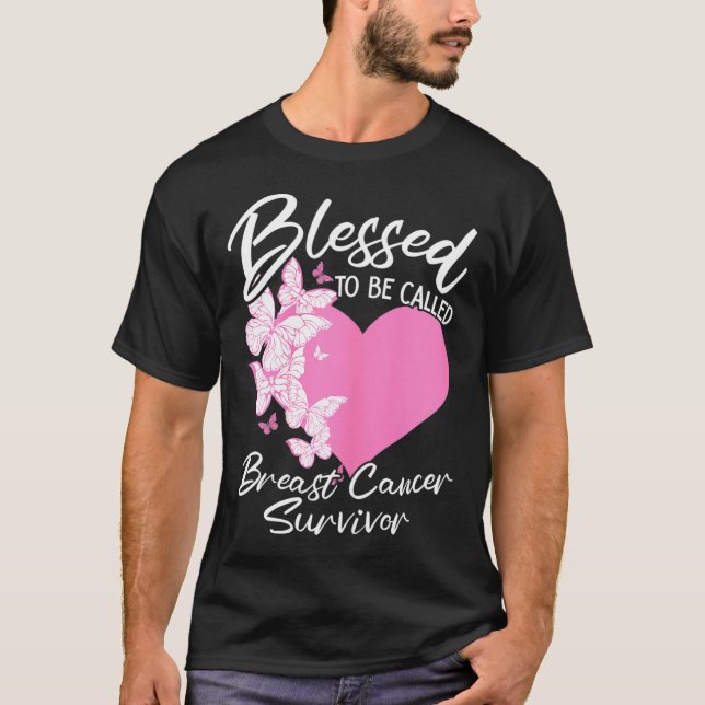 T-shirt Heureux D'Être Appelé Cancer Du Sein Survivant Pin (Devant)