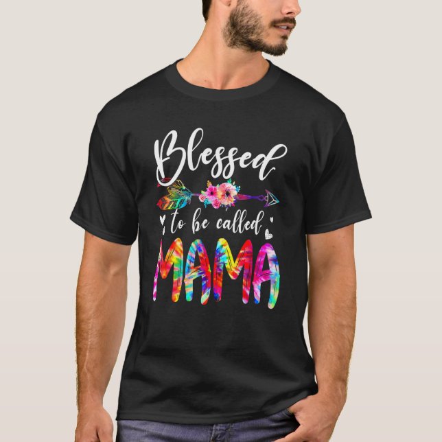 T-shirt Heureux D'Être Appelé Maman & Maman Floral Tie Dye (Devant)