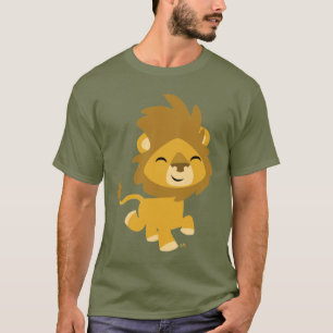 T-shirt heureux d'hommes de lion de bande dessiné
