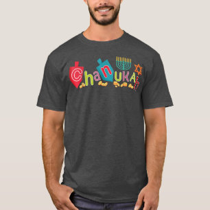 T-shirt Heureux Hanoukka Rhinestone Chanukah Menorah Dreid