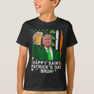 T-shirt Heureux Jour de la Saint Patrick Bruh, Bière Trump