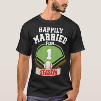 T-shirt Heureux marié pour 1 Mariage de la saison de baseb