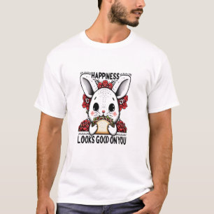T-shirt Heureux Rabbit bonheur a l'air bon sur vous