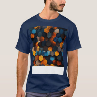 T-shirt Hexagones cristallins de bois géométrique en ambre